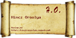 Hincz Orsolya névjegykártya
